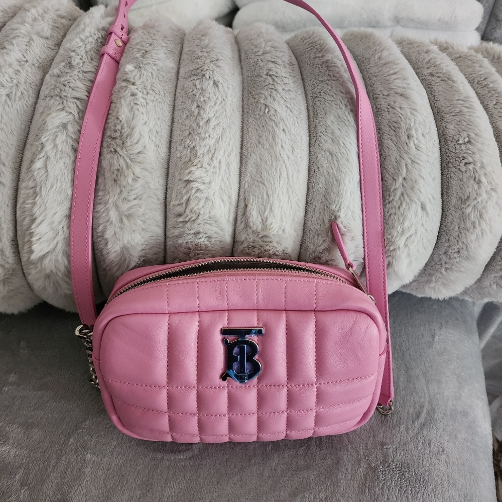 NWOT Burberry Pink Quilted Leather Mini Lola Camara Bag - Picture 2 of 5